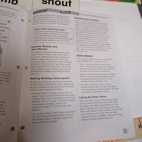 Birthday POCKET CHART complete set LAMINATED Scholastic - Picture 12 of 13